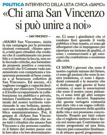 CHI AMA SAN VINCENZO SI PUO' UNIRE A NOI
